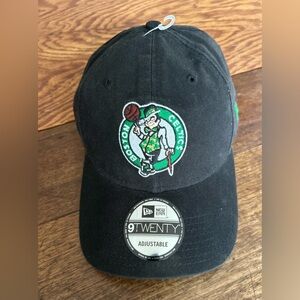 New Era Black Boston Celtics Logo Cap with Green Accents